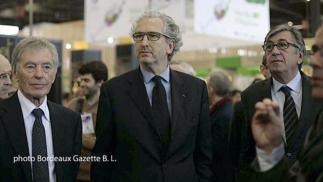 Eric Dulong lors de l'inauguration de Bordeaux Vinipro entre Gérard César et Stéphane Delaux